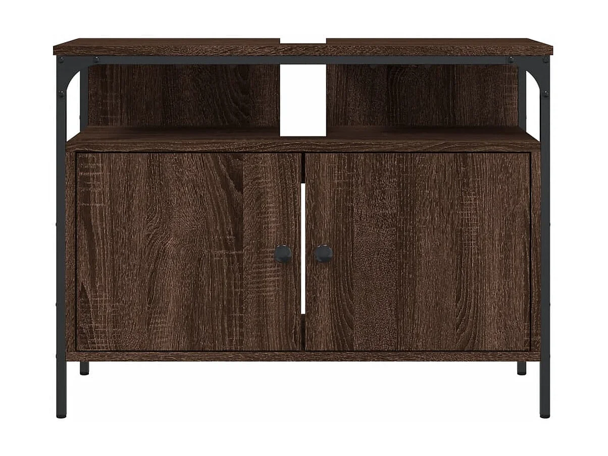 Meuble sous vasque chêne marron 80x30x60 cm FR64515