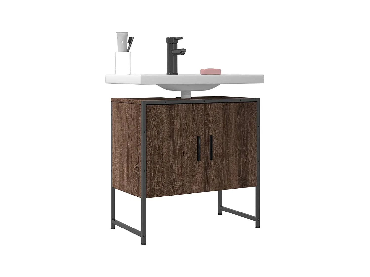 Meuble sous vasque chêne marron 60x33x60 cm FR84830