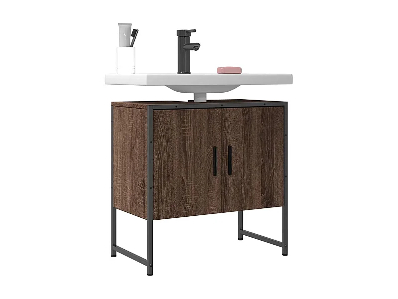 Armario lavabo baño madera ingeniería roble marrón 60x33x60 cm ES939744