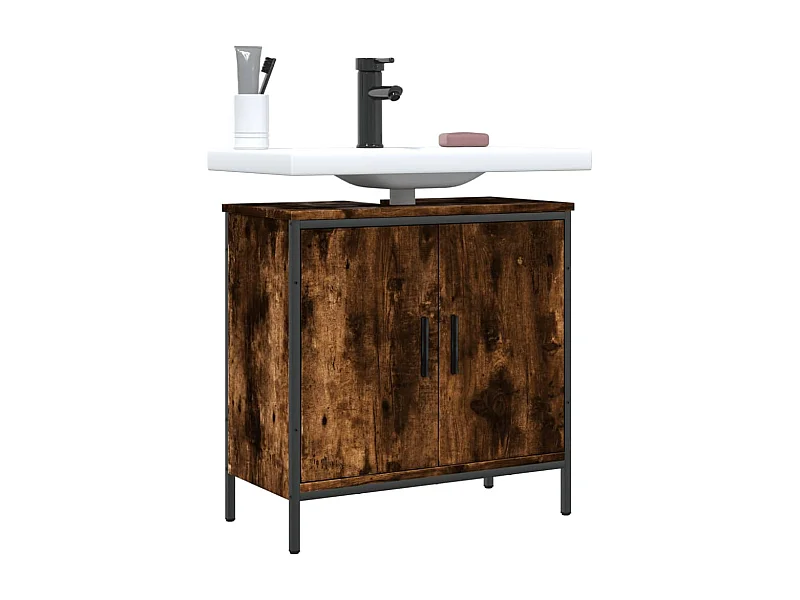 Armario lavabo baño madera ingeniería roble ahumado 60x30x60 cm ES377851