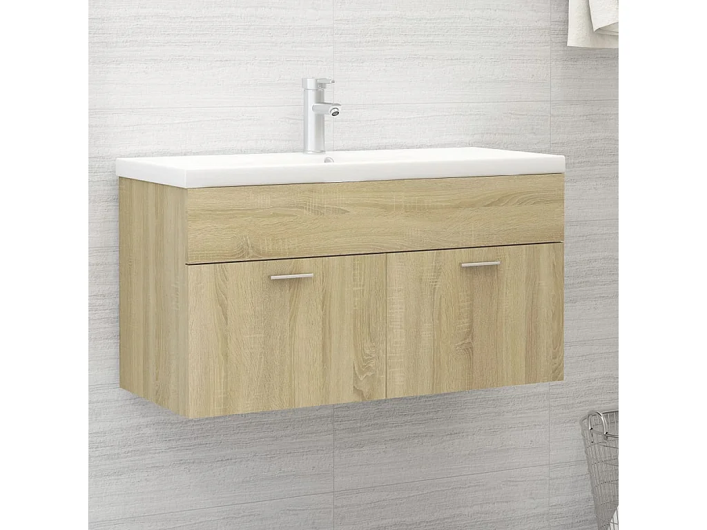 Armario para lavabo contrachapada color roble 90x38,5x46 cm ES801932