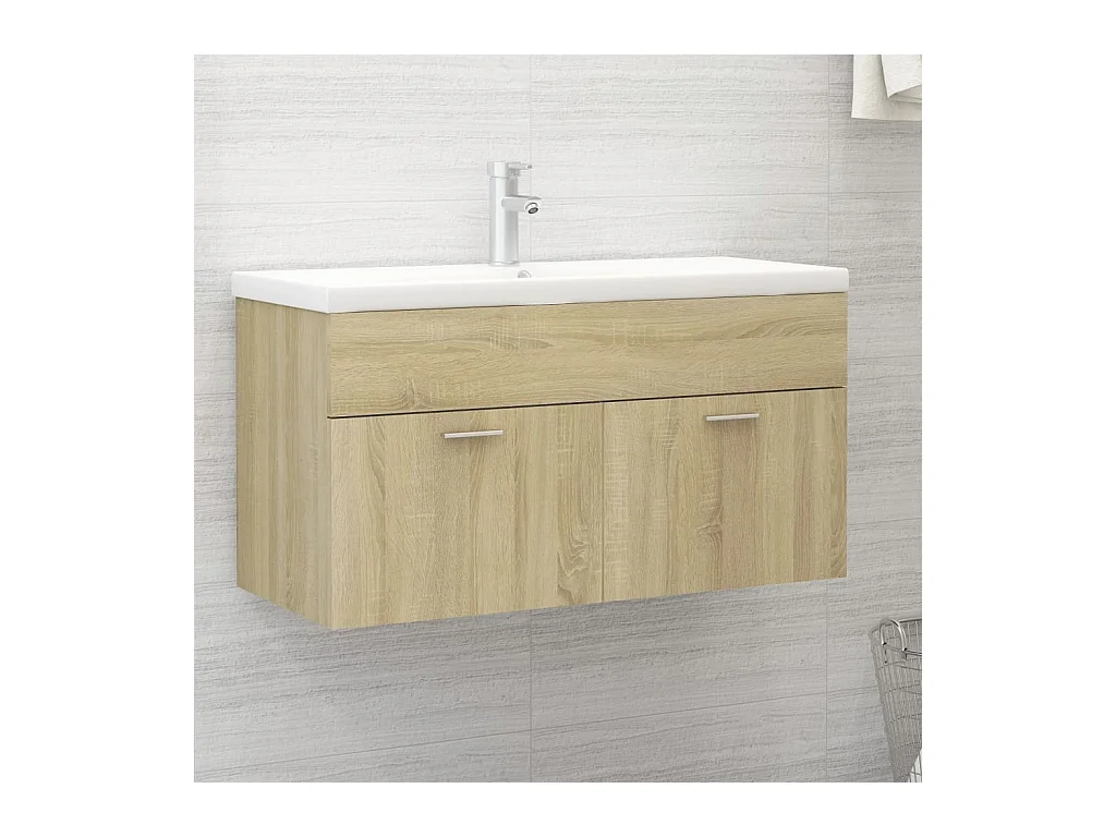 Meuble sous vasque Chêne sonoma 90x38,5x46 cm Bois d’ingénierie FR84590