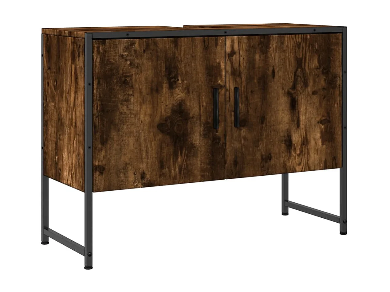 Meuble sous vasque chêne fumé bois d'ingénierie FR10795