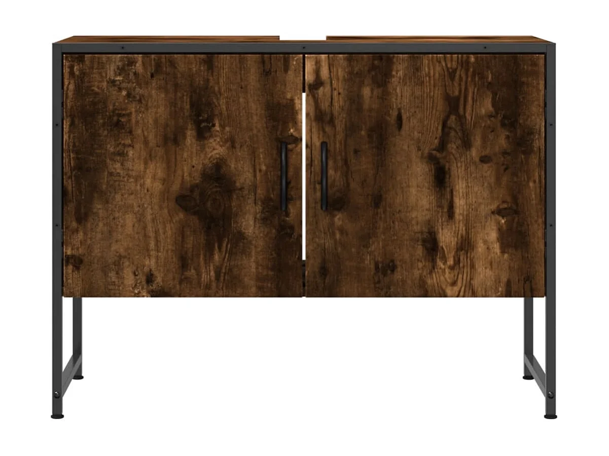 Meuble sous vasque chêne fumé bois d'ingénierie FR10795