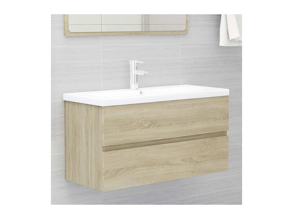 Meuble sous vasque Chêne sonoma 90x38,5x45 cm Bois d'ingénierie FR34715