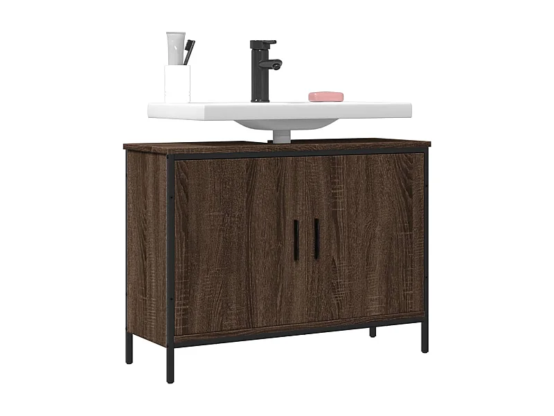 Armario lavabo baño madera ingeniería roble marrón 80x30x60 cm ES646206