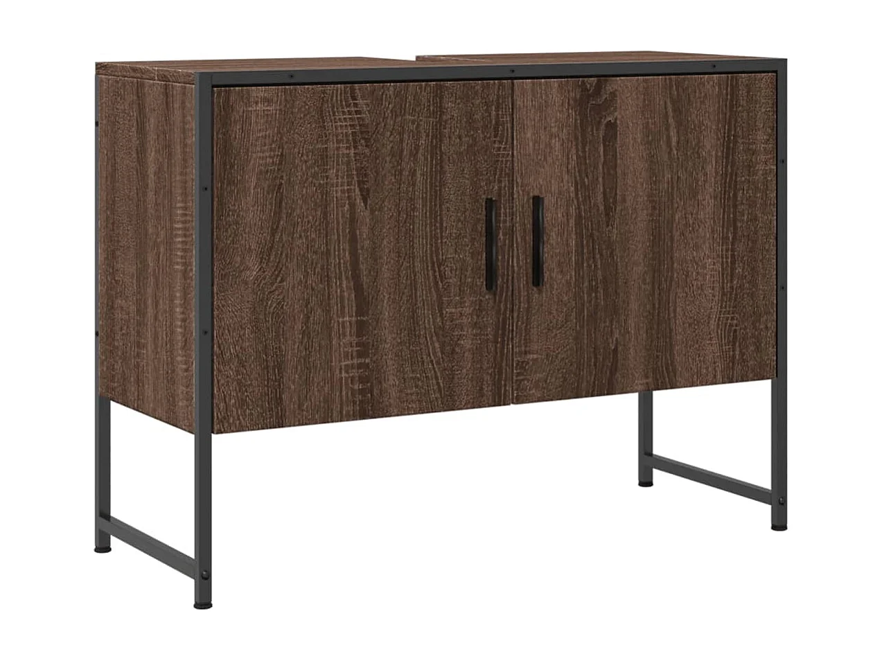 Meuble sous vasque chêne marron bois d'ingénierie FR34202