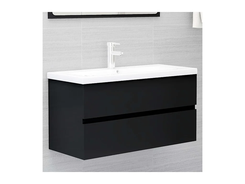 Meuble sous vasque Noir 90x38,5x45 cm Aggloméré FR49628