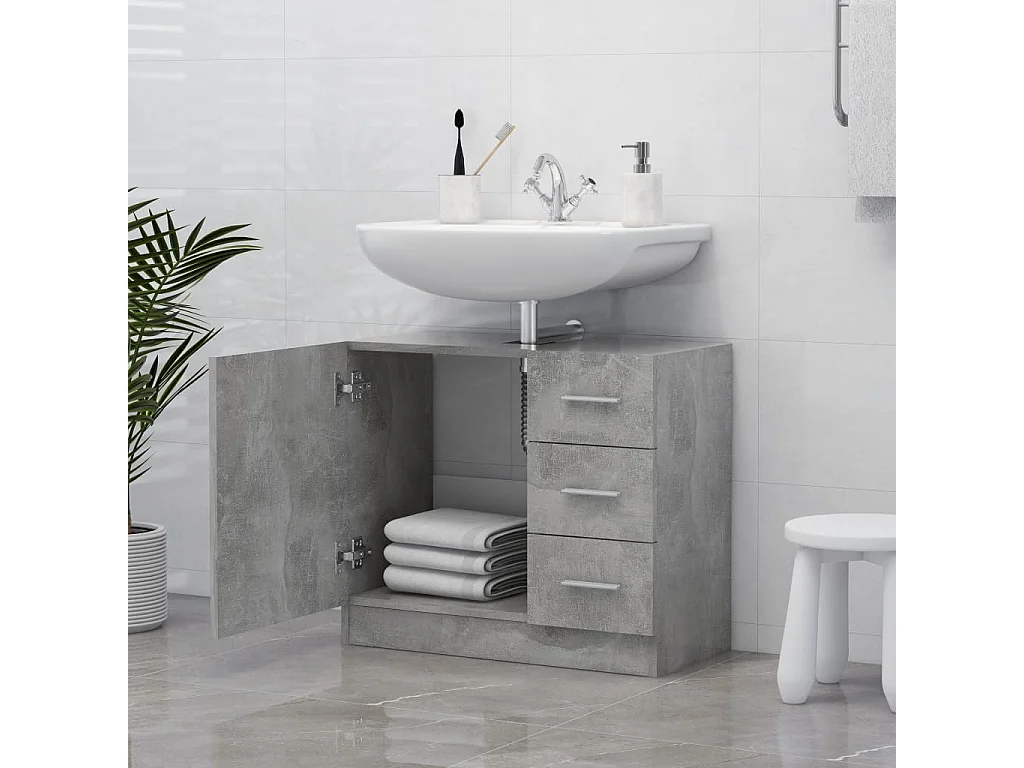 Armario para lavabo contrachapada gris hormigón 63x30x54 cm ES394308