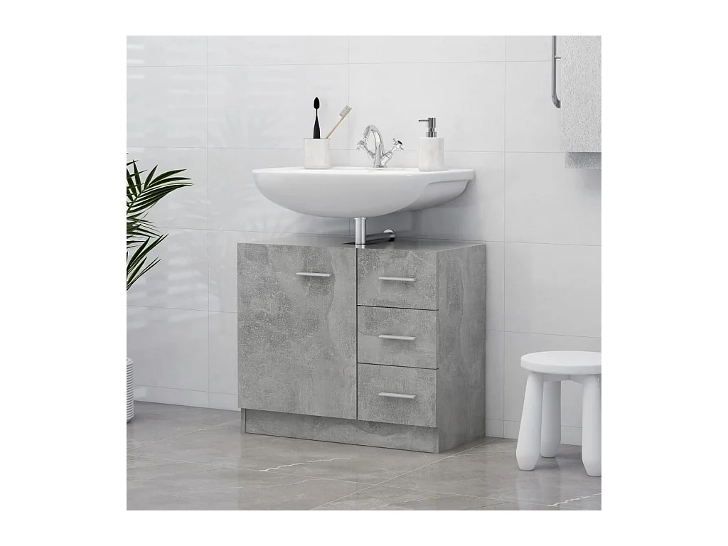 Meuble sous vasque Gris béton 63x30x54 cm Aggloméré FR13203