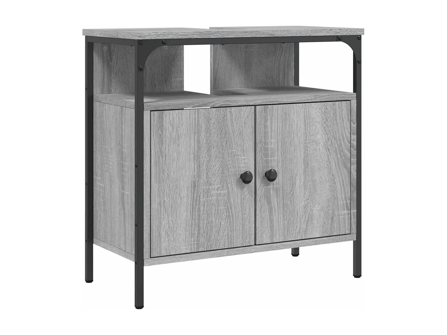 Armario lavabo baño madera ingeniería gris Sonoma 60x30x60 cm ES831334