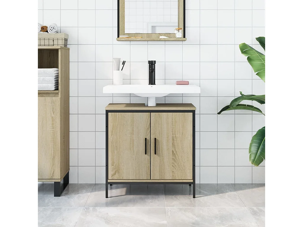 Meuble sous vasque chêne sonoma 60x30x60 cm FR33126