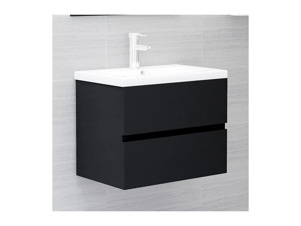 Meuble sous vasque Noir 60x38,5x45 cm Aggloméré FR13333