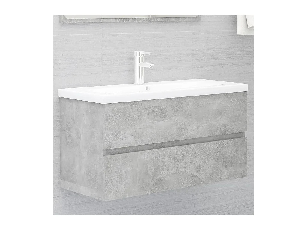 Meuble sous vasque Gris béton 90x38,5x45 cm Aggloméré FR14831