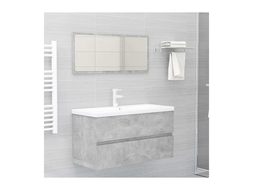 Armario para lavabo contrachapada gris hormigón 90x38,5x45 cm ES508420
