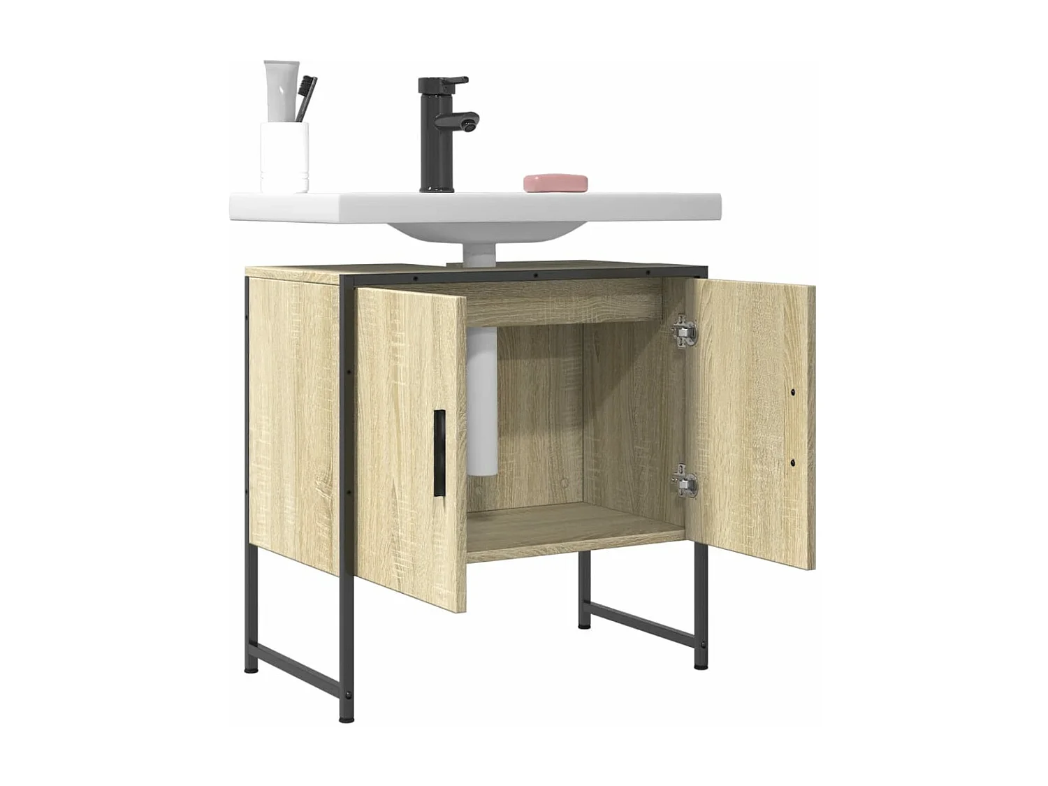 Meuble sous vasque chêne sonoma 60x33x60 cm FR36479