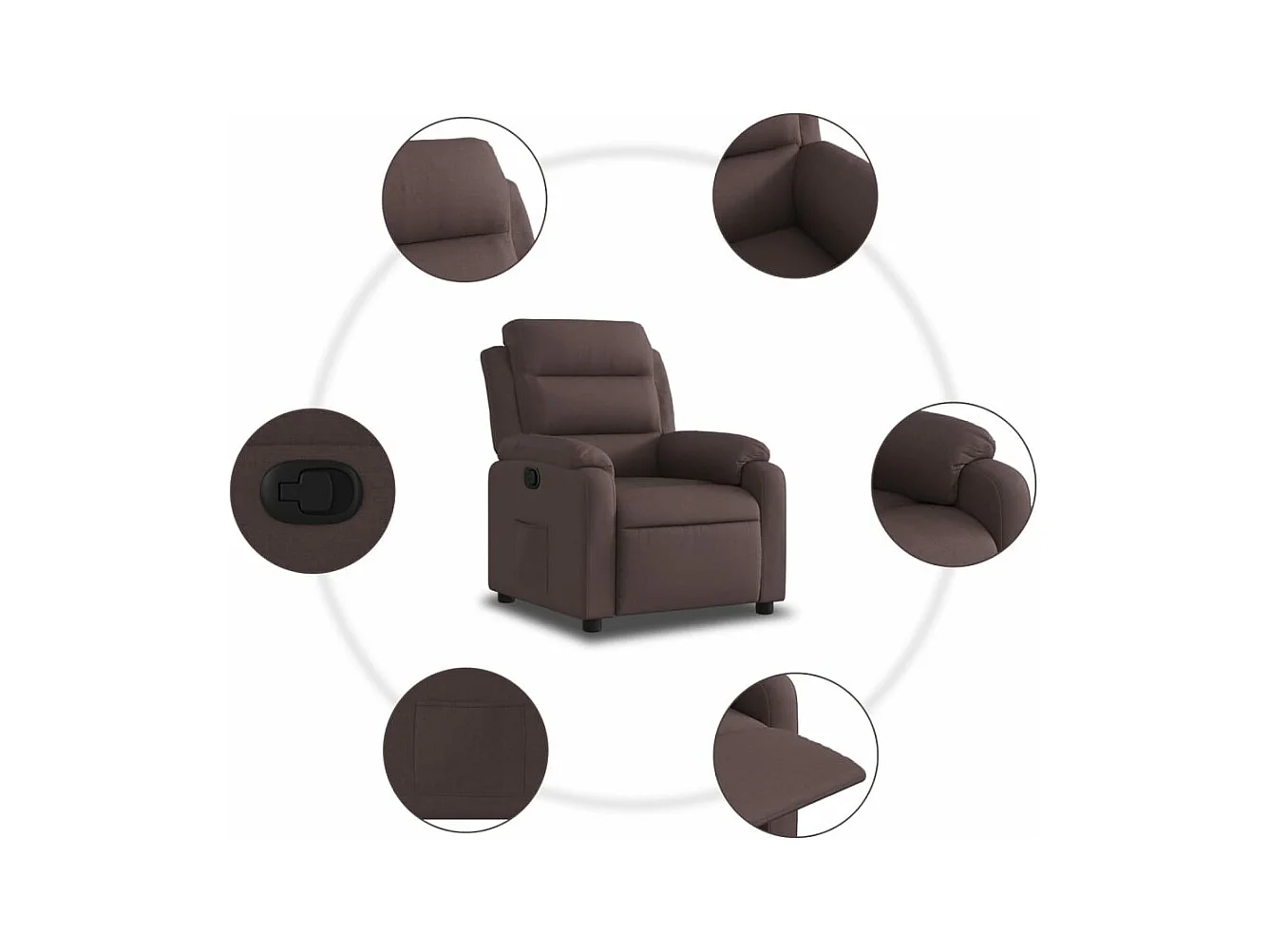 Fauteuil inclinable Marron foncé Tissu FR34265