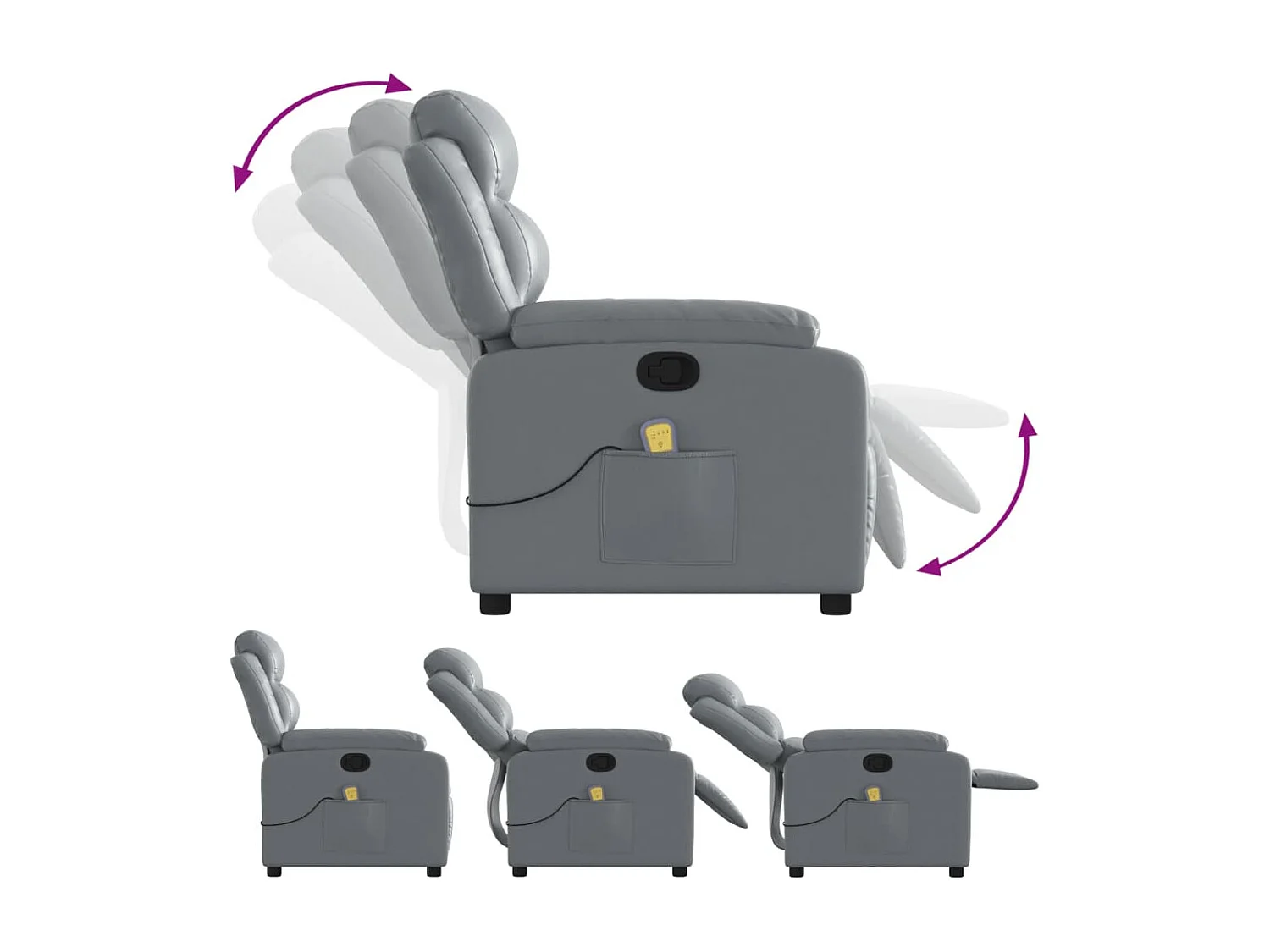 Fauteuil de massage inclinable Gris Similicuir FR58451