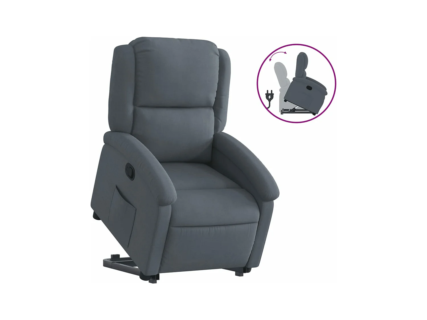 Fauteuil inclinable Gris foncé Velours FR66745
