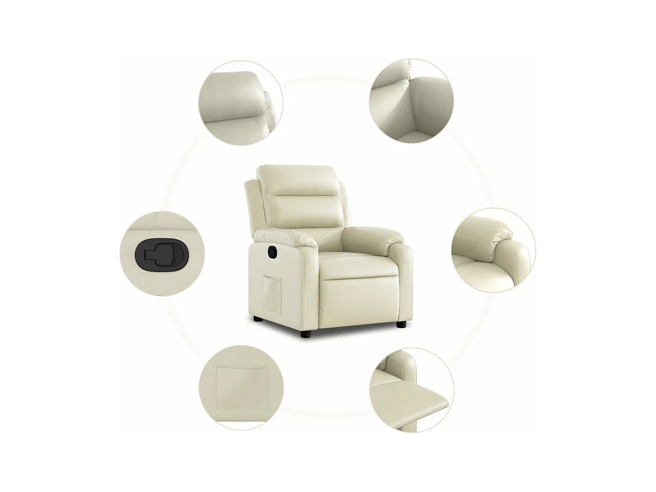 Sillón reclinable de cuero sintético crema ES116273