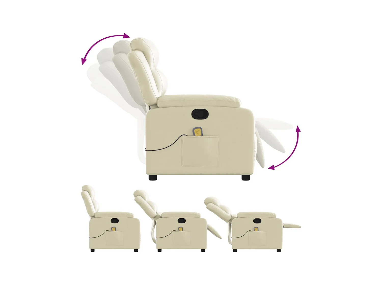 Fauteuil inclinable de massage Crème Similicuir FR30429