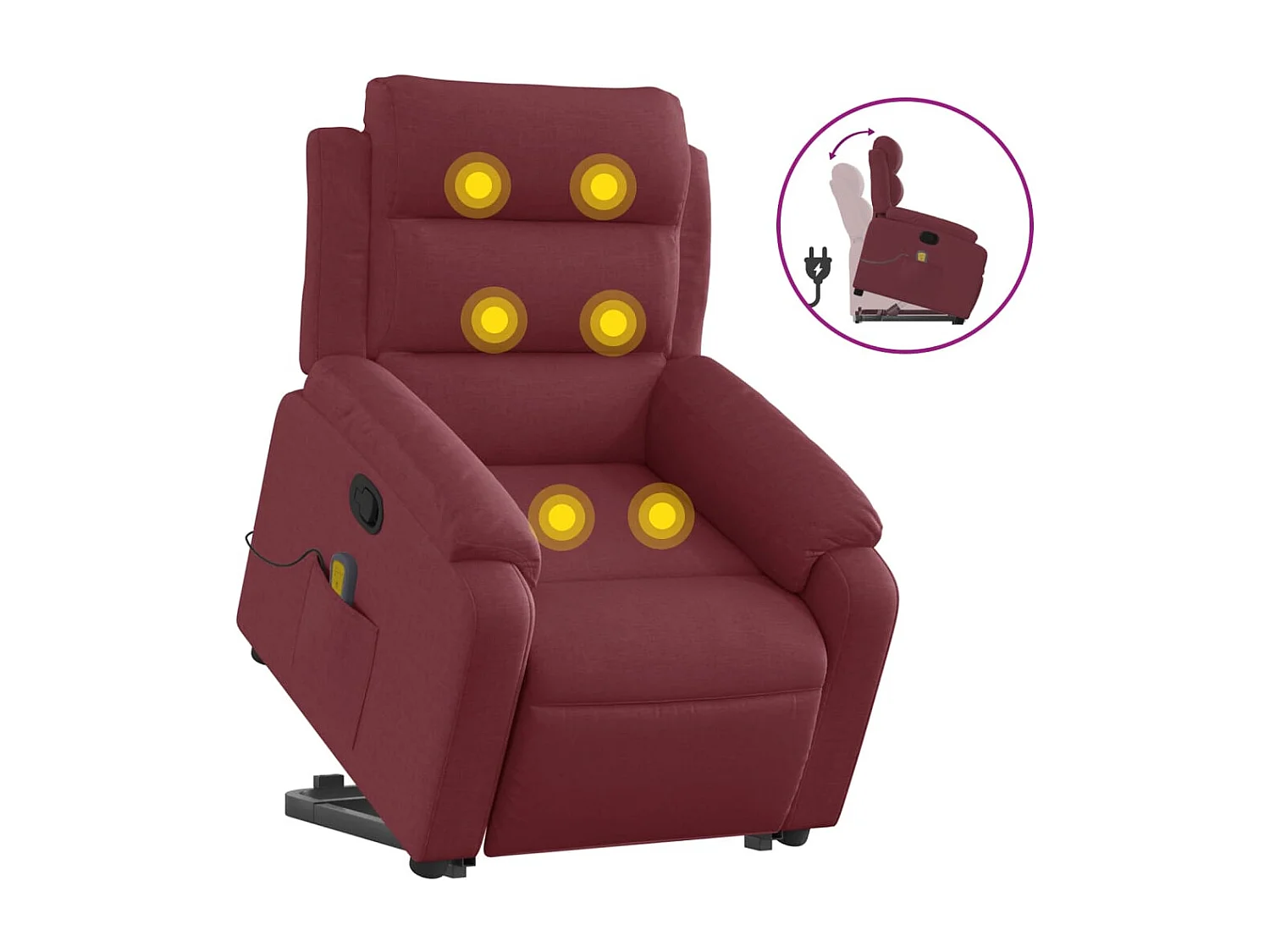 Fauteuil inclinable de massage Rouge bordeaux Tissu FR16298