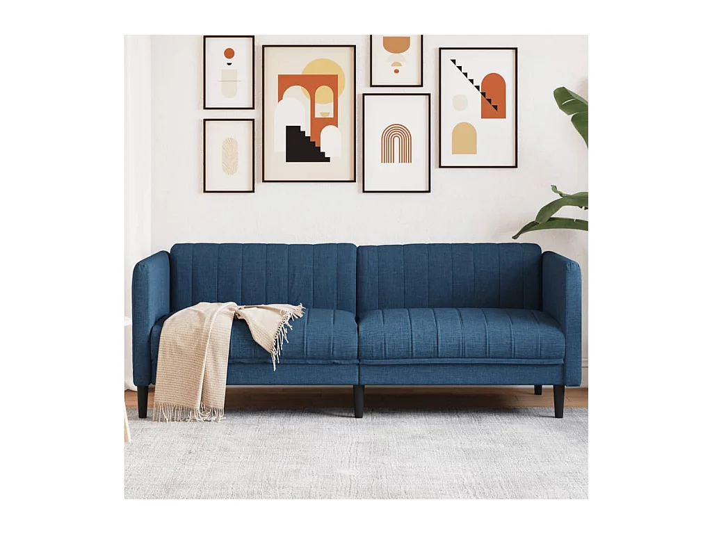 Canapé à 3 places bleu tissu FR83844