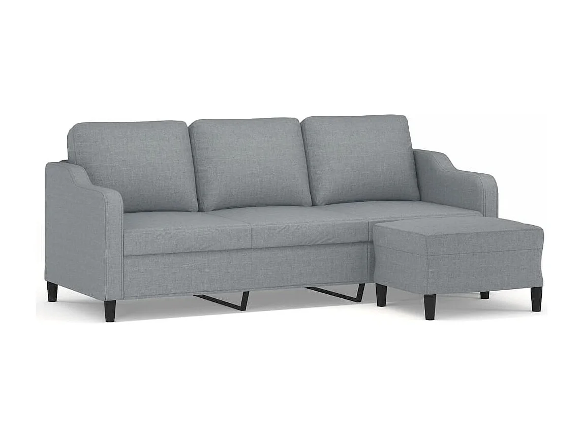 Canapé à 3 places avec repose-pieds Gris clair 180 cm Tissu FR22568