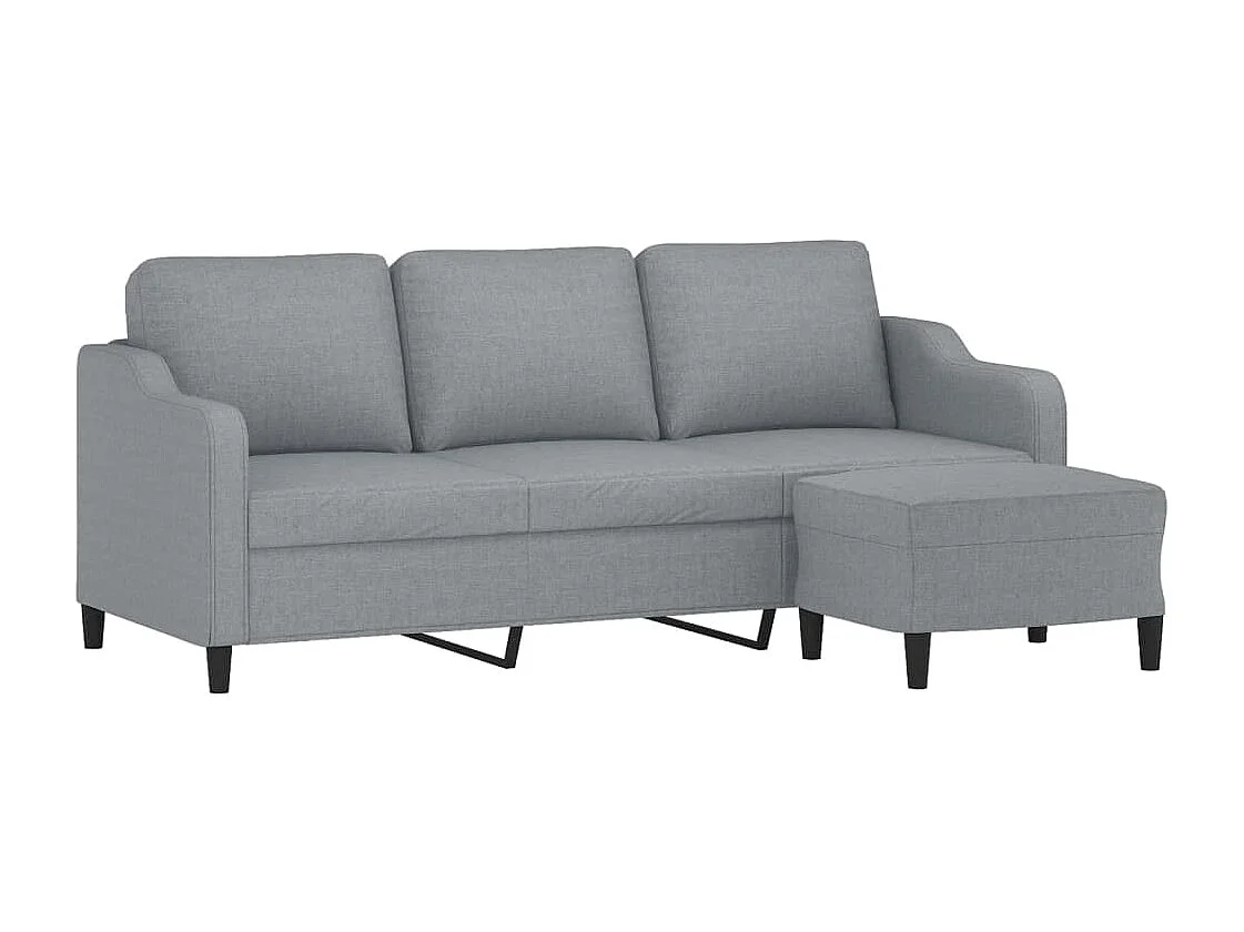 Canapé à 3 places avec repose-pieds Gris clair 180 cm Tissu FR22568