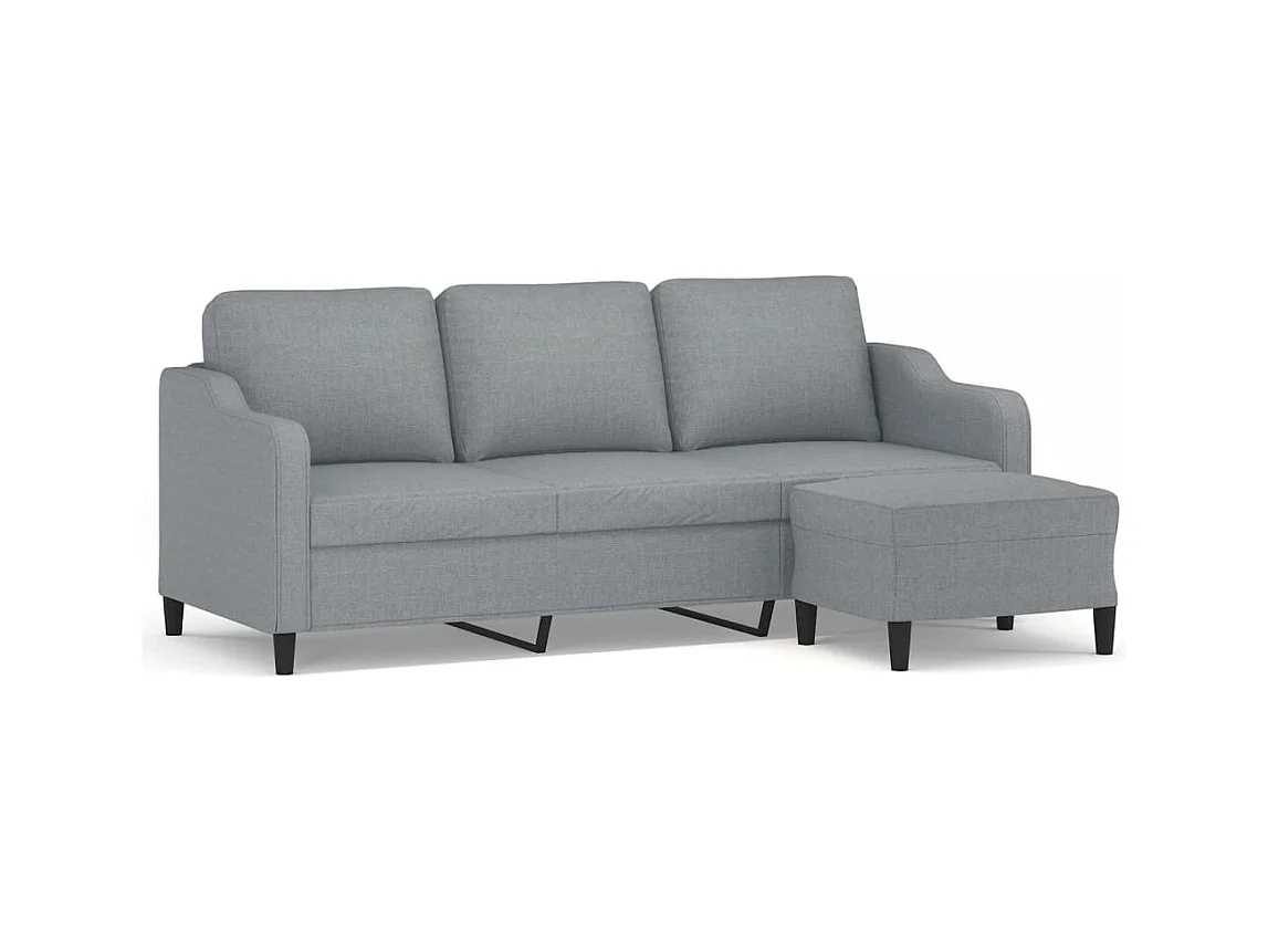 Sofá de 3 plazas con taburete de tela gris claro 180 cm ES301441