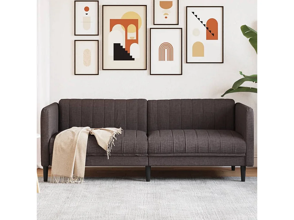 Sofá de 3 lugares tecido castanho-escuro PT263806
