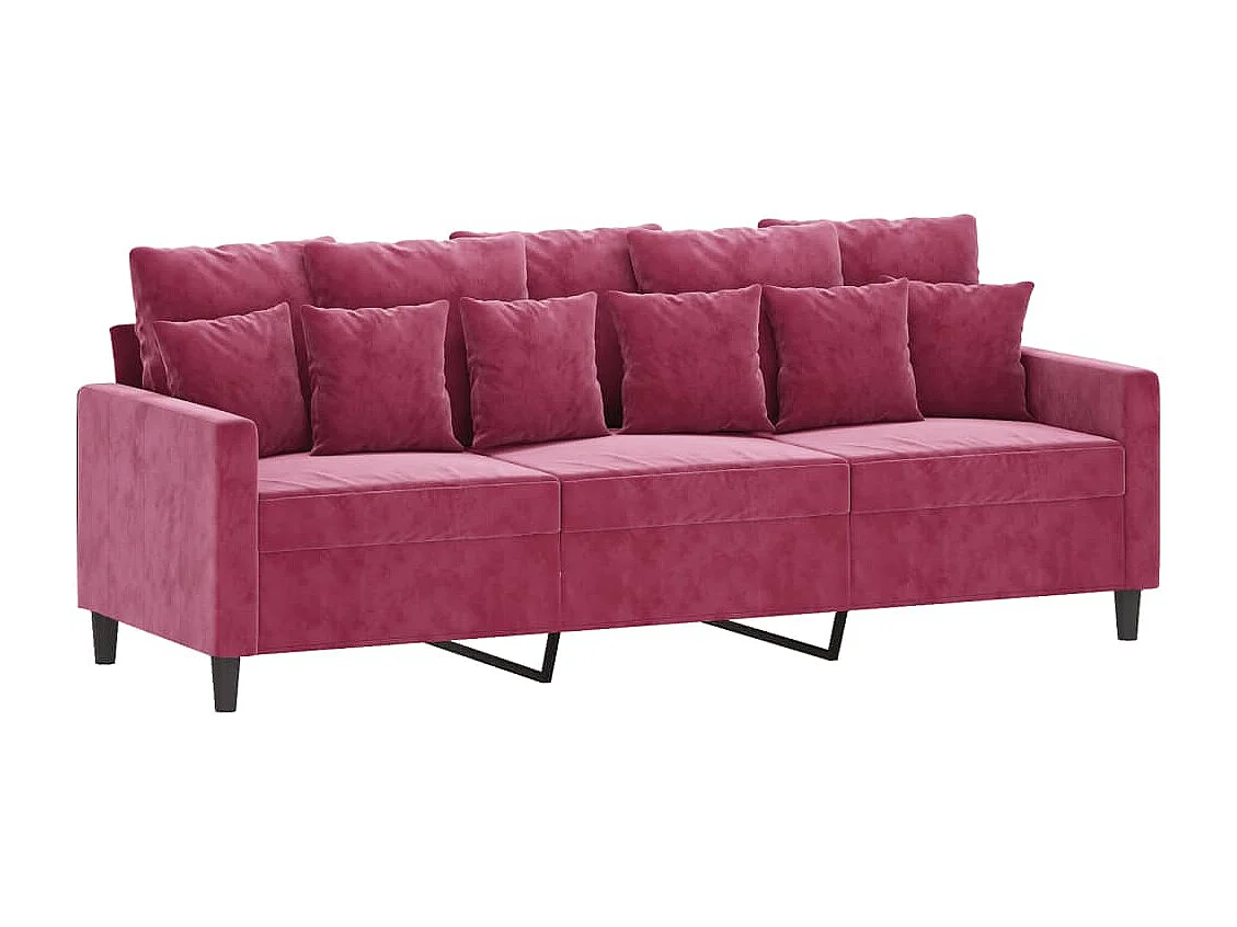 Canapé à 3 places et repose-pieds Rouge bordeaux 180 cm Velours FR50278