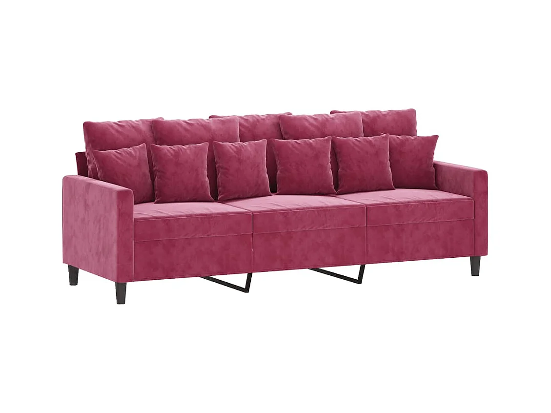 Canapé à 3 places et repose-pieds Rouge bordeaux 180 cm Velours FR50278
