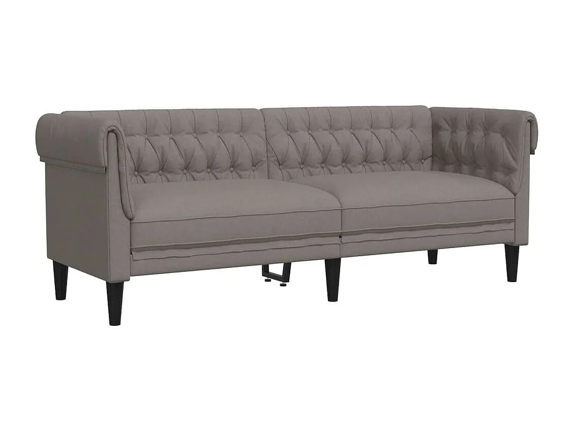 Sofá Chesterfield de 3 plazas tela gris taupe ES210857