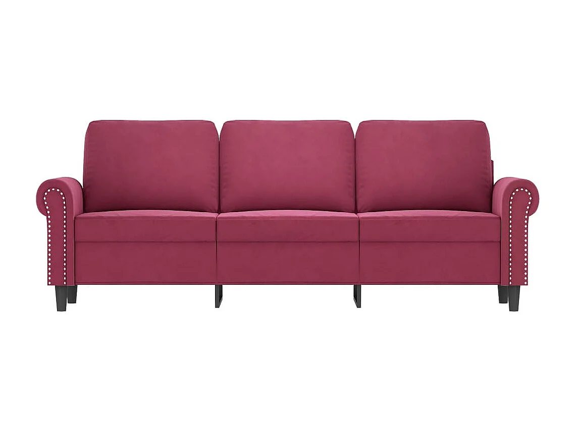 Canapé à 3 places Rouge bordeaux 180 cm Velours FR52428