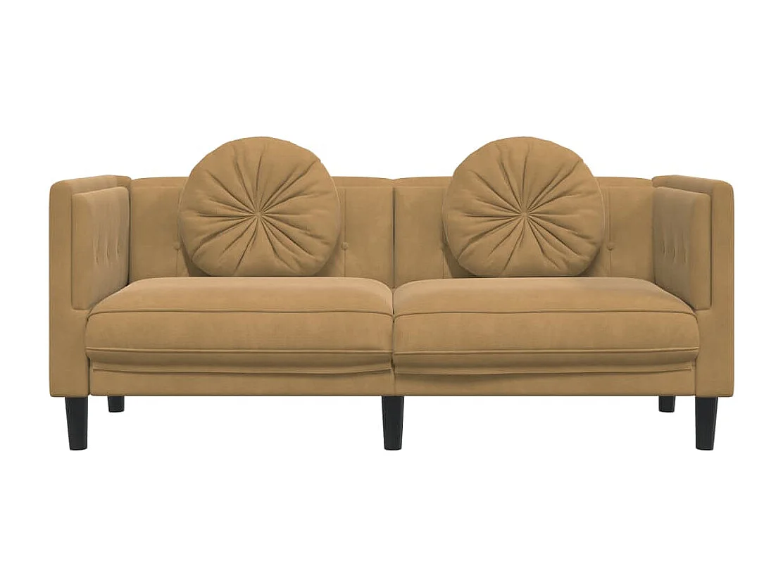 Canapé avec coussins 2 places marron velours FR45388