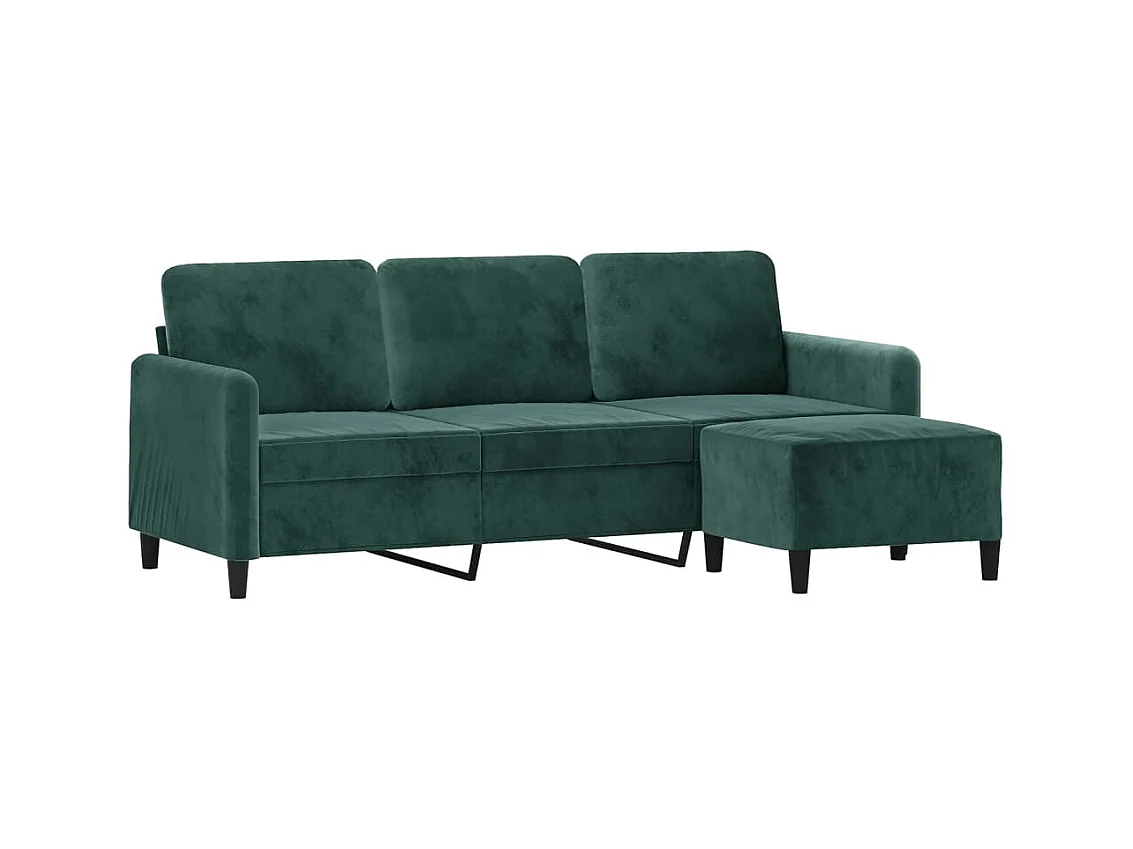 Canapé à 3 places avec repose-pieds Vert foncé 180 cm Velours FR49536
