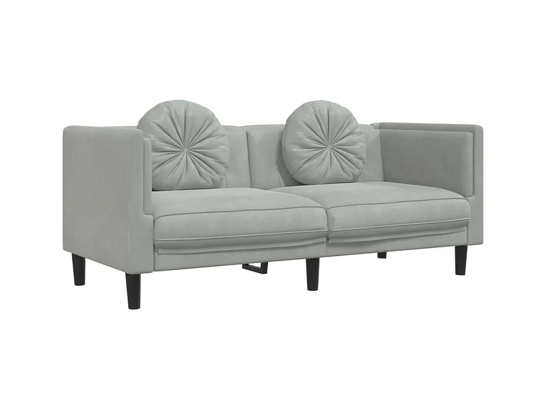 Bank met kussens 2-zits fluweel lichtgrijs BE814480