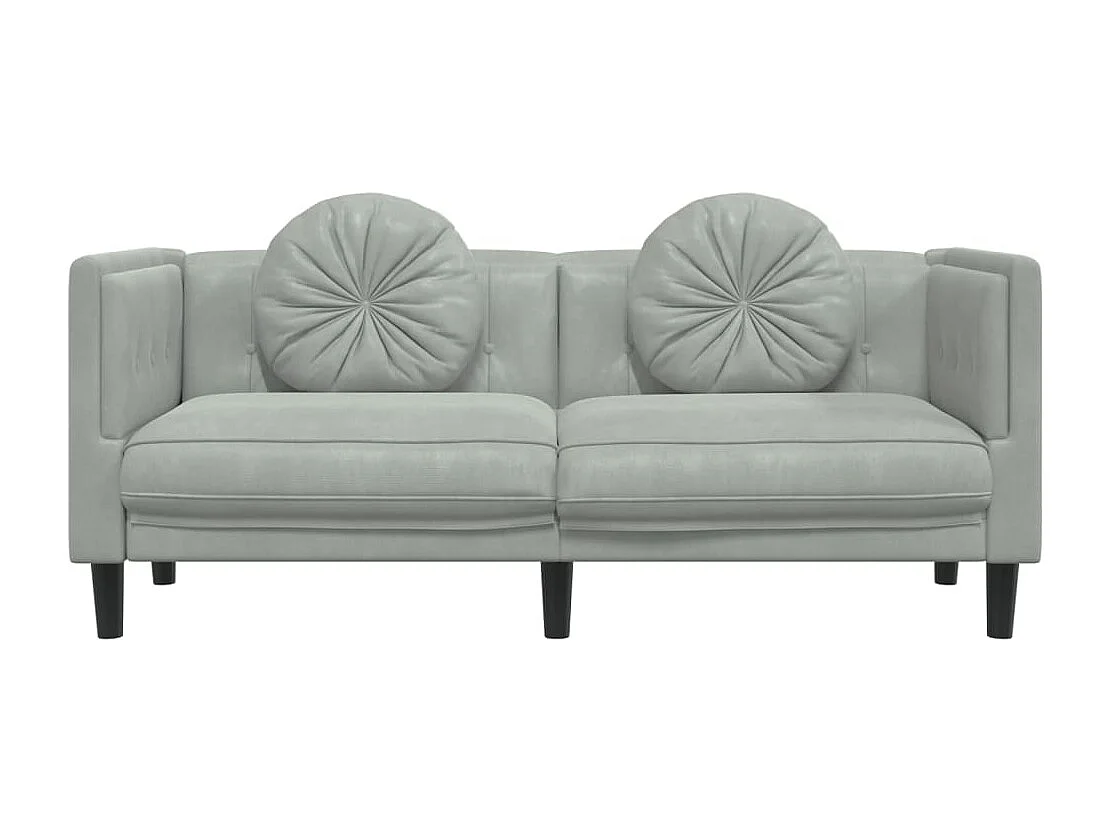 Canapé avec coussins 2 places gris clair velours FR84480