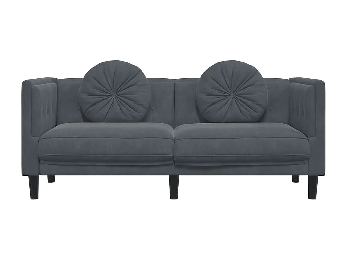 Canapé avec coussins 2 places gris foncé velours FR34901