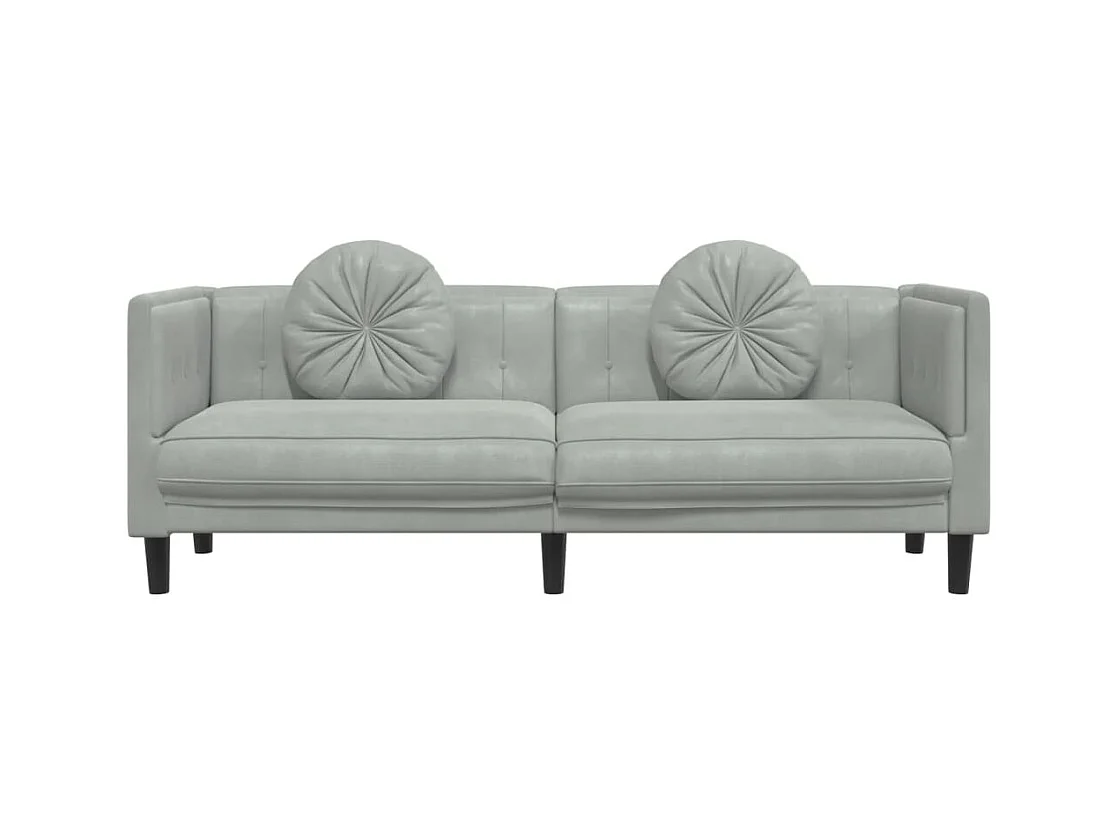 Bank met kussens 3-zits fluweel lichtgrijs BE754593