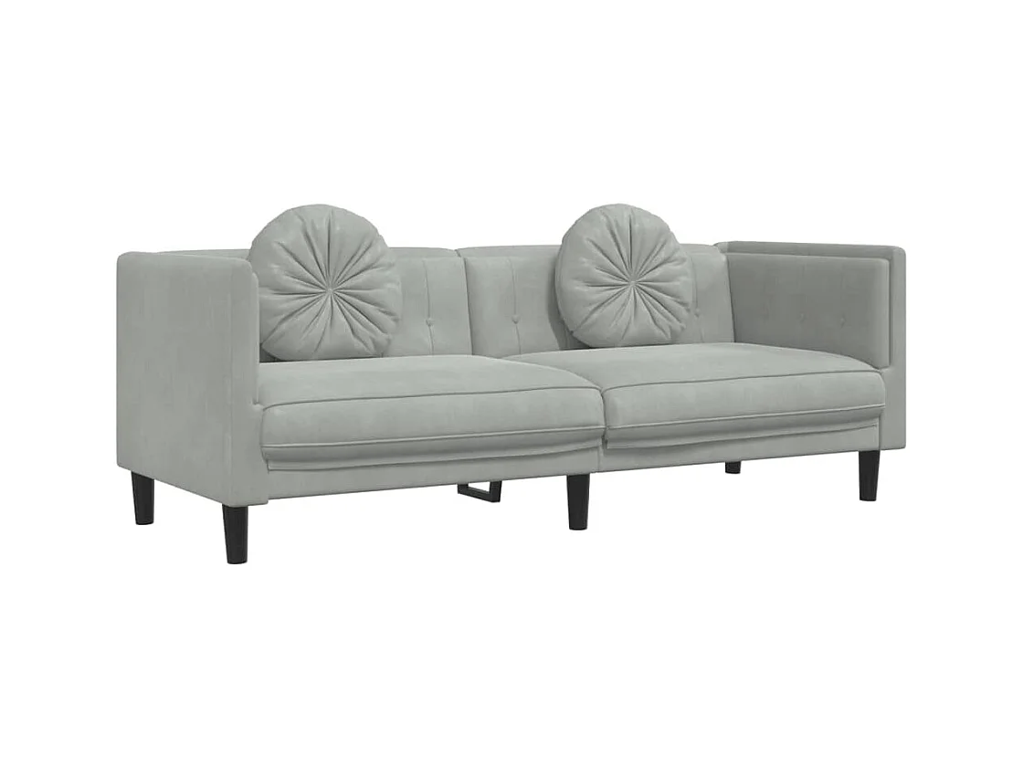 Bank met kussens 3-zits fluweel lichtgrijs BE754593