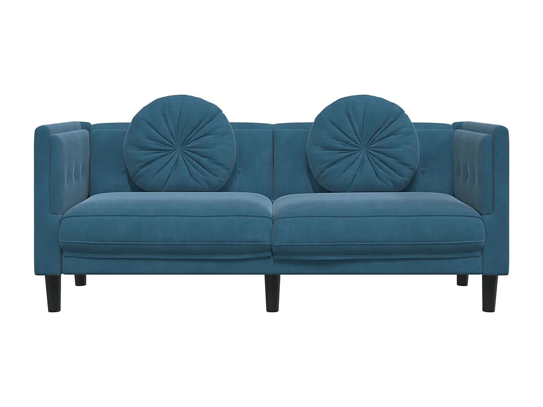 Bank met kussens 2-zits fluweel blauw BE410342