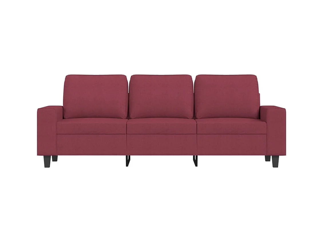 Sofá de 3 plazas con taburete de tela rojo tinto 180 cm ES842179