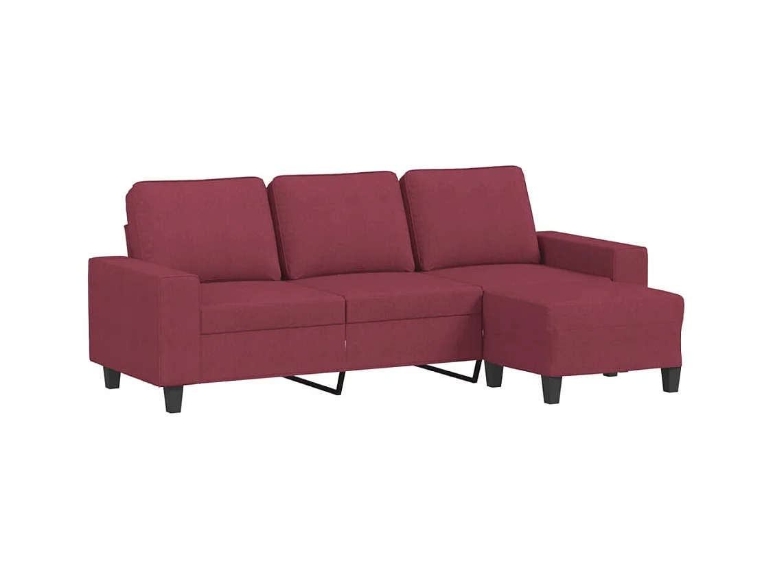 Sofá de 3 plazas con taburete de tela rojo tinto 180 cm ES842179