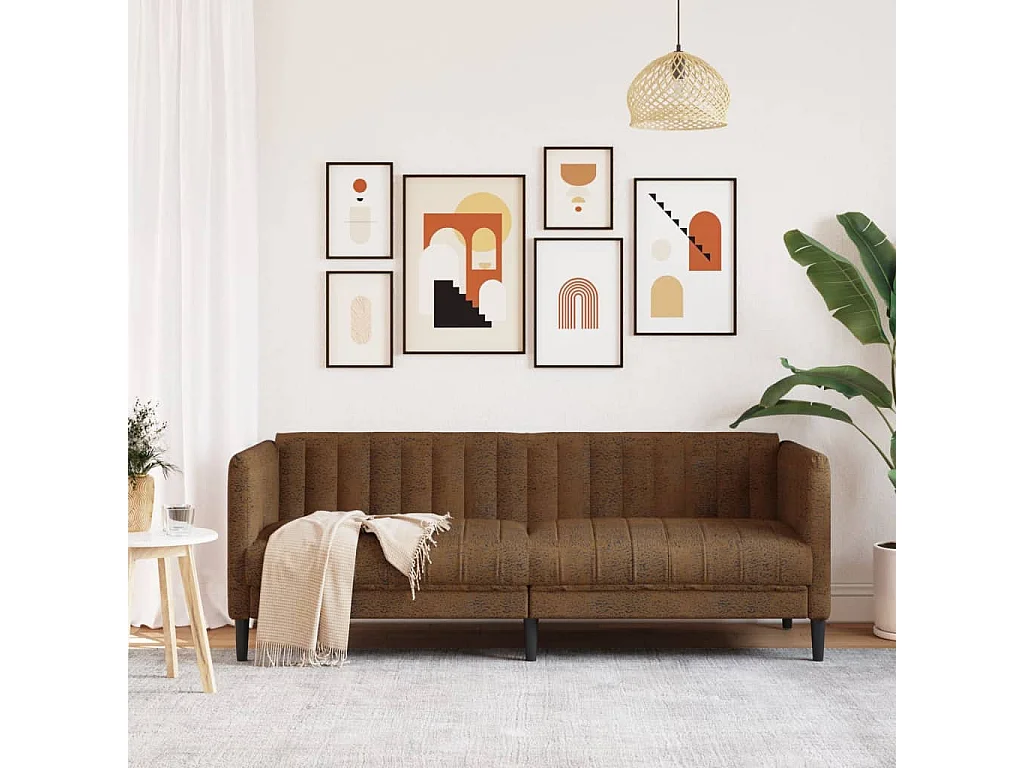 Driezitsbank kunstsuède bruin BE296406