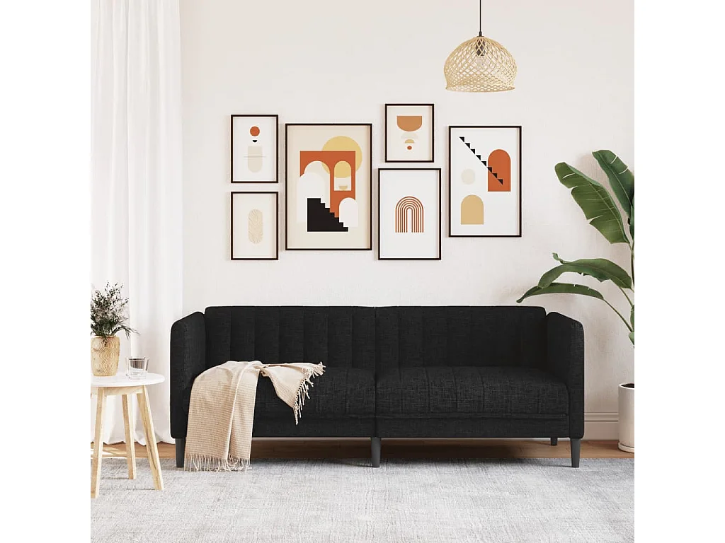 Canapé à 2 places noir tissu FR69796