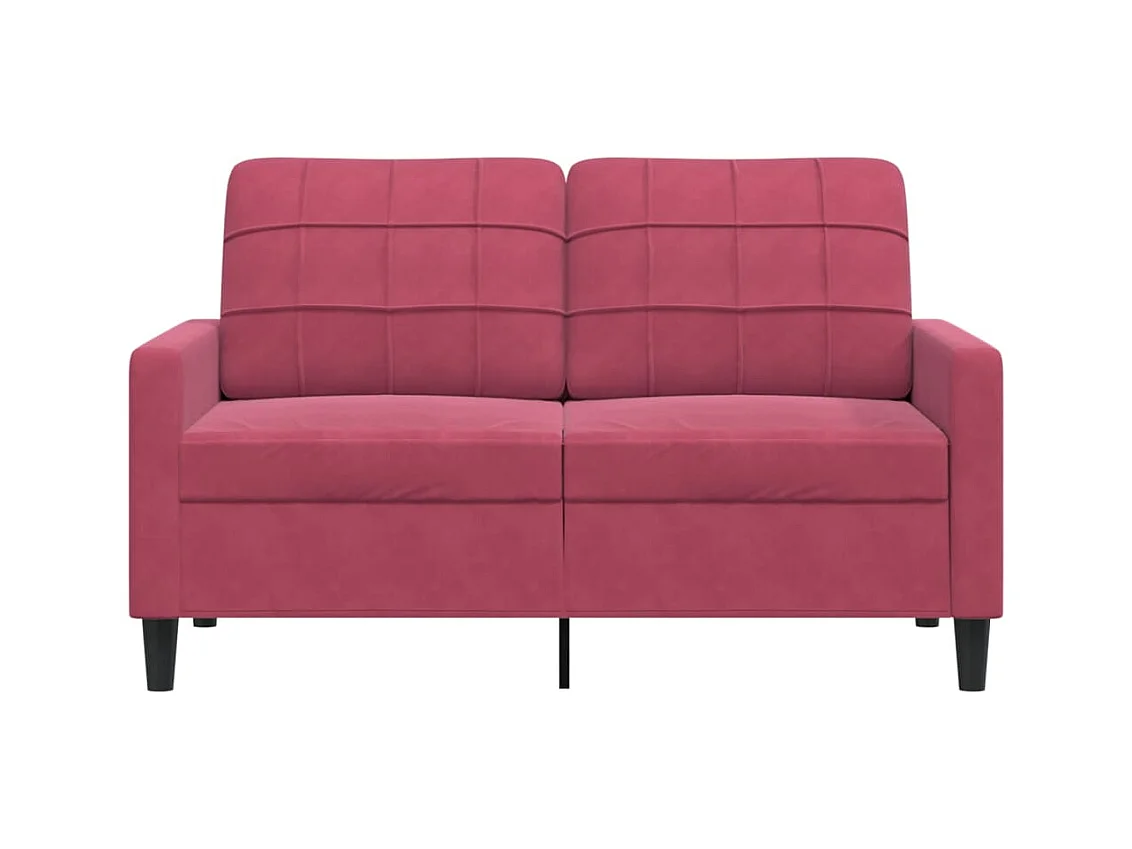 Canapé à 2 places Rouge bordeaux 120 cm Velours FR19234