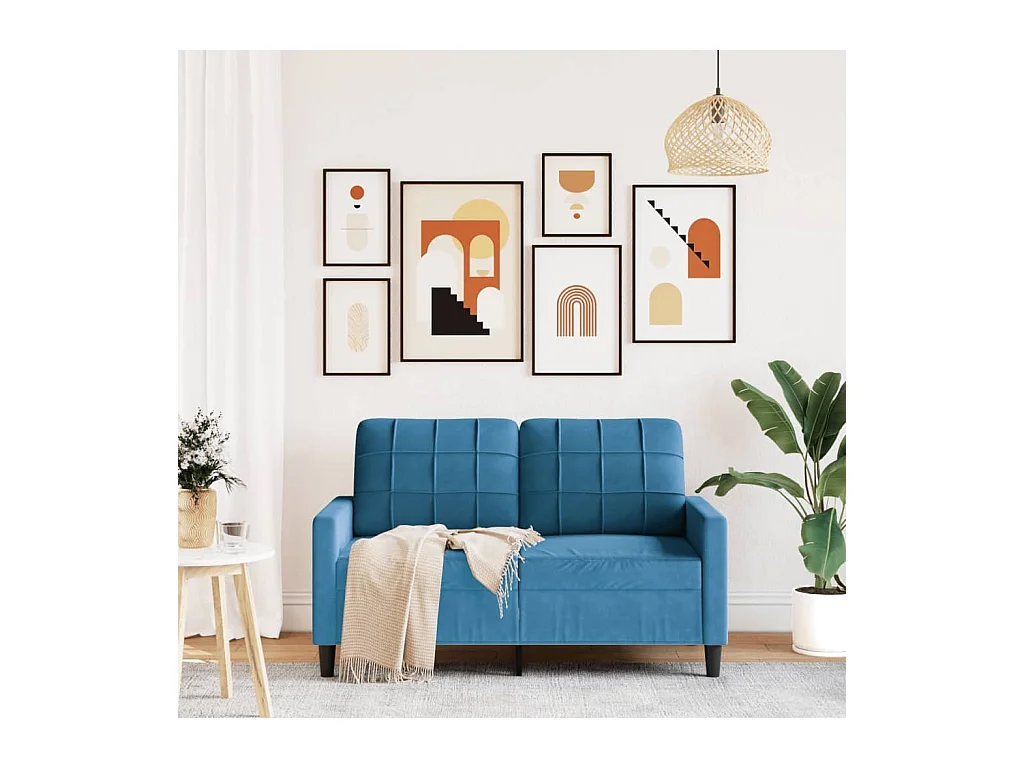 Canapé à 2 places Bleu 120 cm Velours FR54880