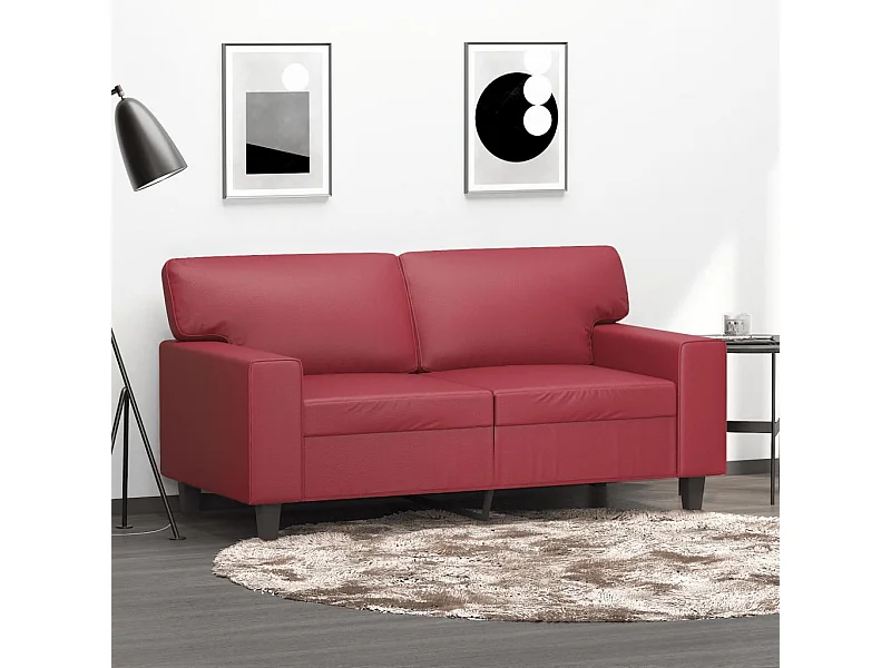 Canapé à 2 places Rouge bordeaux 120 cm Similicuir FR39083